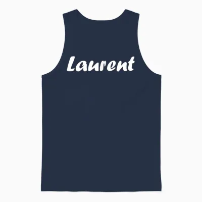 Simple Minimalist Name Badge Laurent T-Shirt, Black, S Unisex Tank Top - Navy