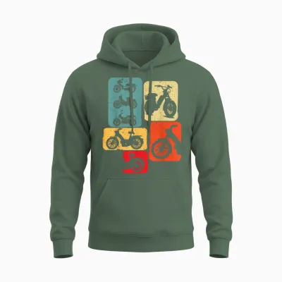 Moped Mob Mobeur Mopeds Boy Man Ritro Unisex Hoodie - Military Green
