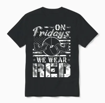 On Fridays We Wear Red Unisex T-Shirt - Black