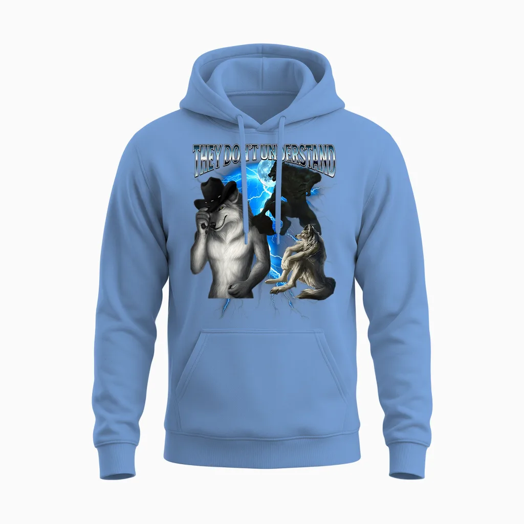 Lustiges Alpha Wolf Meme They Don't Understand Bootleg Unisex Hoodie in Carolina Blue