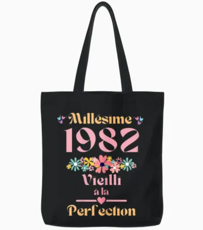 42 Ans Femme 1982 Idée Cadeau Anniversaire Humour Funny T-Shirt, Black Tote Bags - Black
