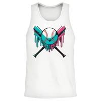 Baseball Drip Sprinkles Baseball Bat and Baseball Unisex Tank Top - White – 2