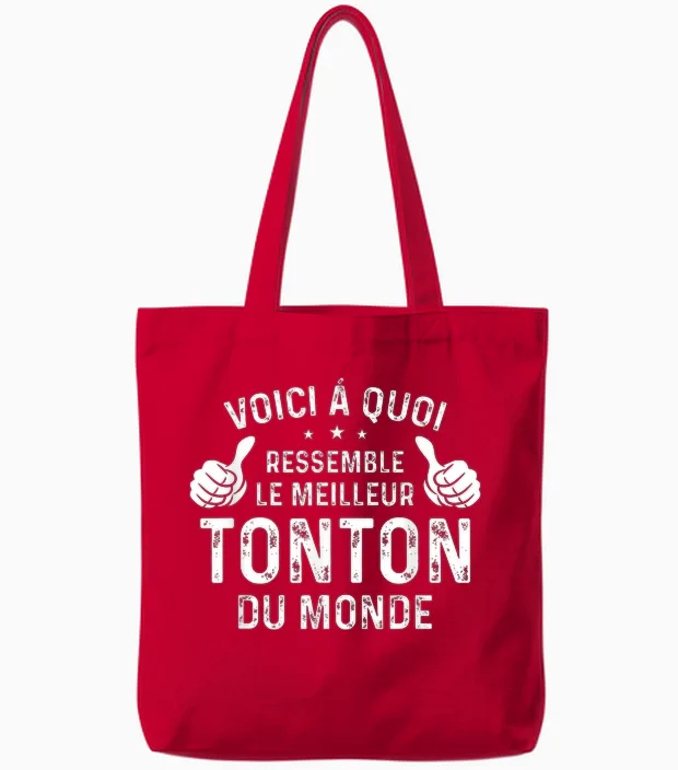 Here's What the World's Best Tonton Looks Like, Uncle Tote Bags in Red