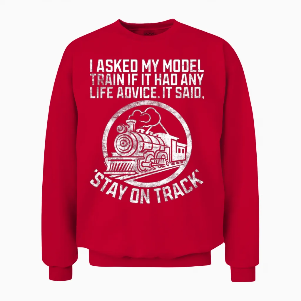 Model Railroading Railroader Railroad Unisex Sweatshirt in Red