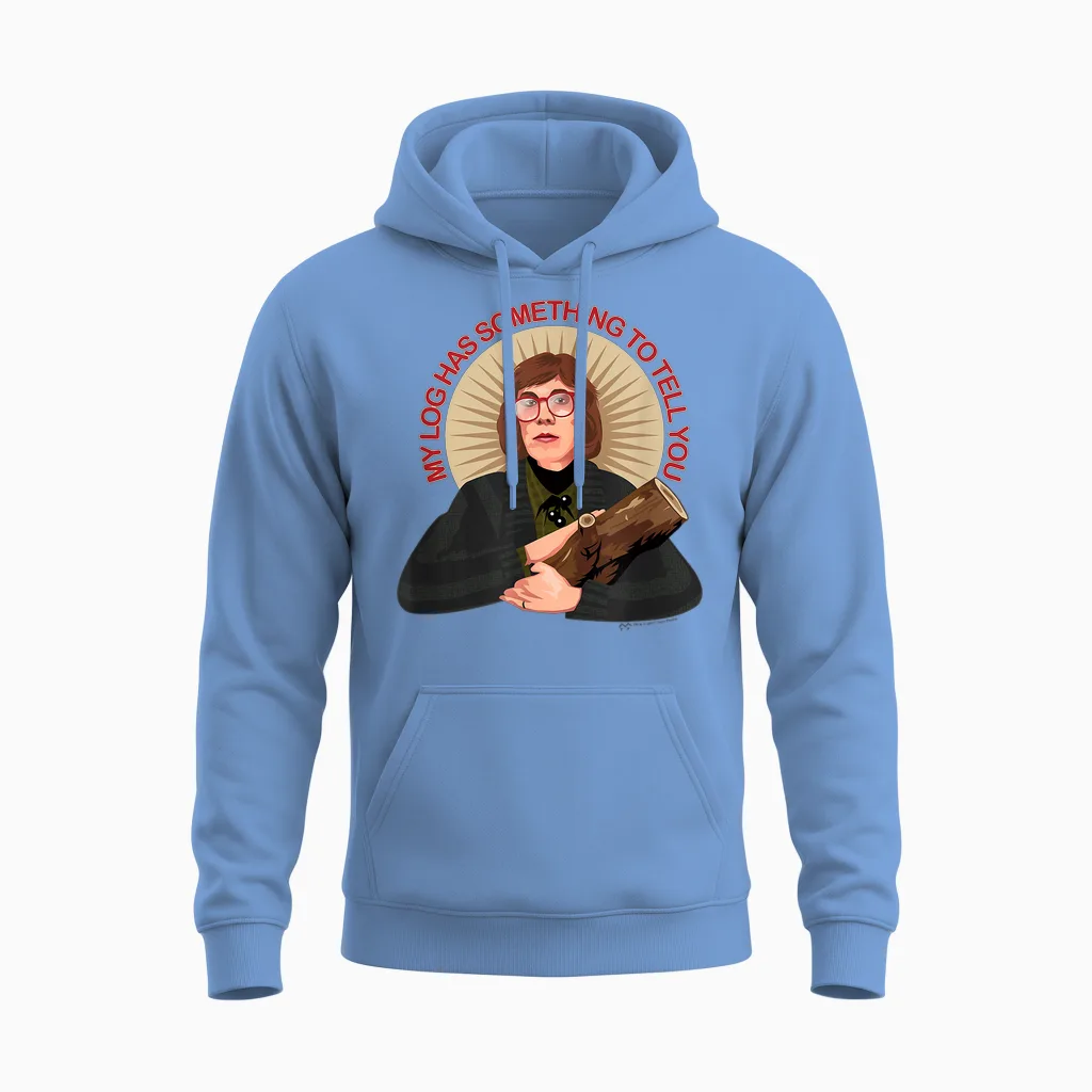 Twin Peaks Log Lady T-Shirt, Gray Unisex Hoodie in Carolina Blue