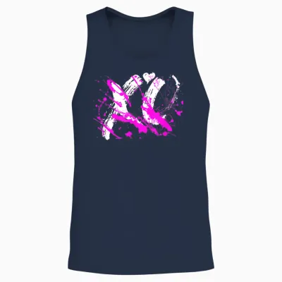 Motif Rose Xo Splash Pink Unisex Tank Top - Navy
