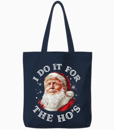 Trump Christmas Santa Claus I Do It for the Hos Cute Xmas Tote Bags - Navy