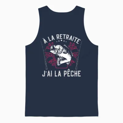 A La Retraite J'ai La Pêche Humour Fisherman Man Gift T-Shirt, Black Unisex Tank Top - Navy