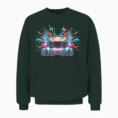 Retro Cassette Burst Unisex Sweatshirt - Forest