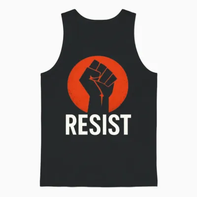 Resist - Raised Fist Street Art Protest Design Unisex Tank Top - Black