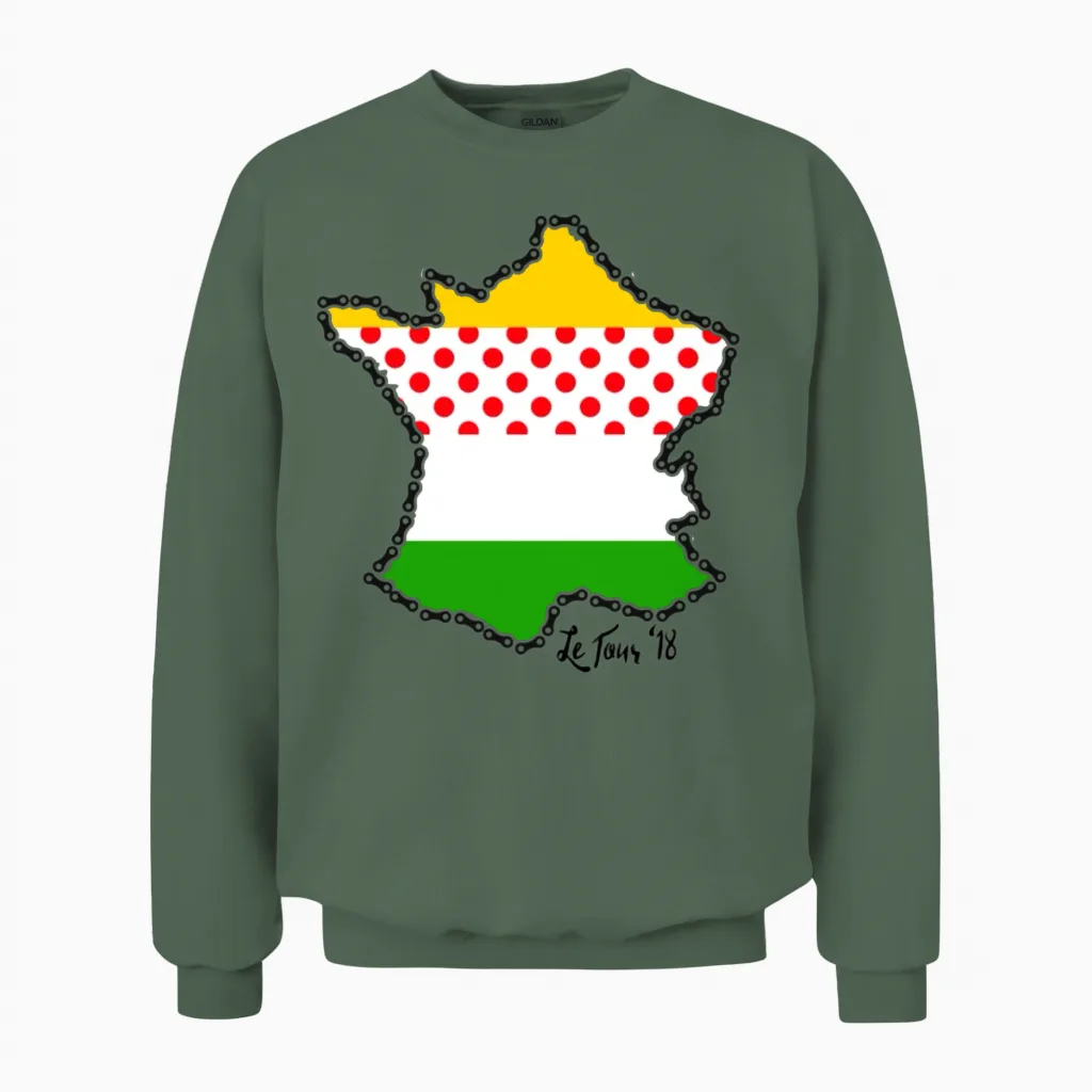 Le Tour '18 by Bob Roll Unisex Sweatshirt in Military Green