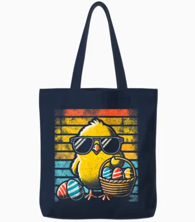 Retro Ostern Küken Männer Frauen Kinder Jungen Mädchen Lustig Ostern Tote Bags - Navy