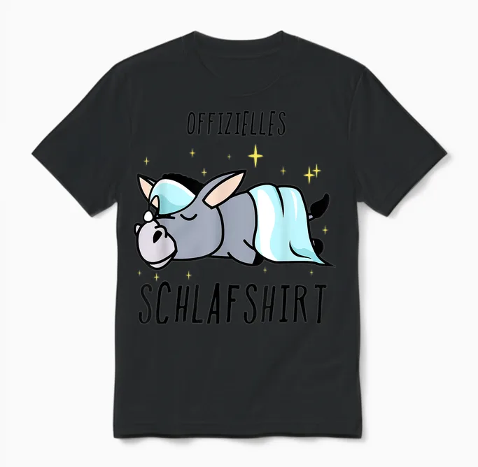 Esel Pyjama Schlafanzug Unisex T-Shirt in Black