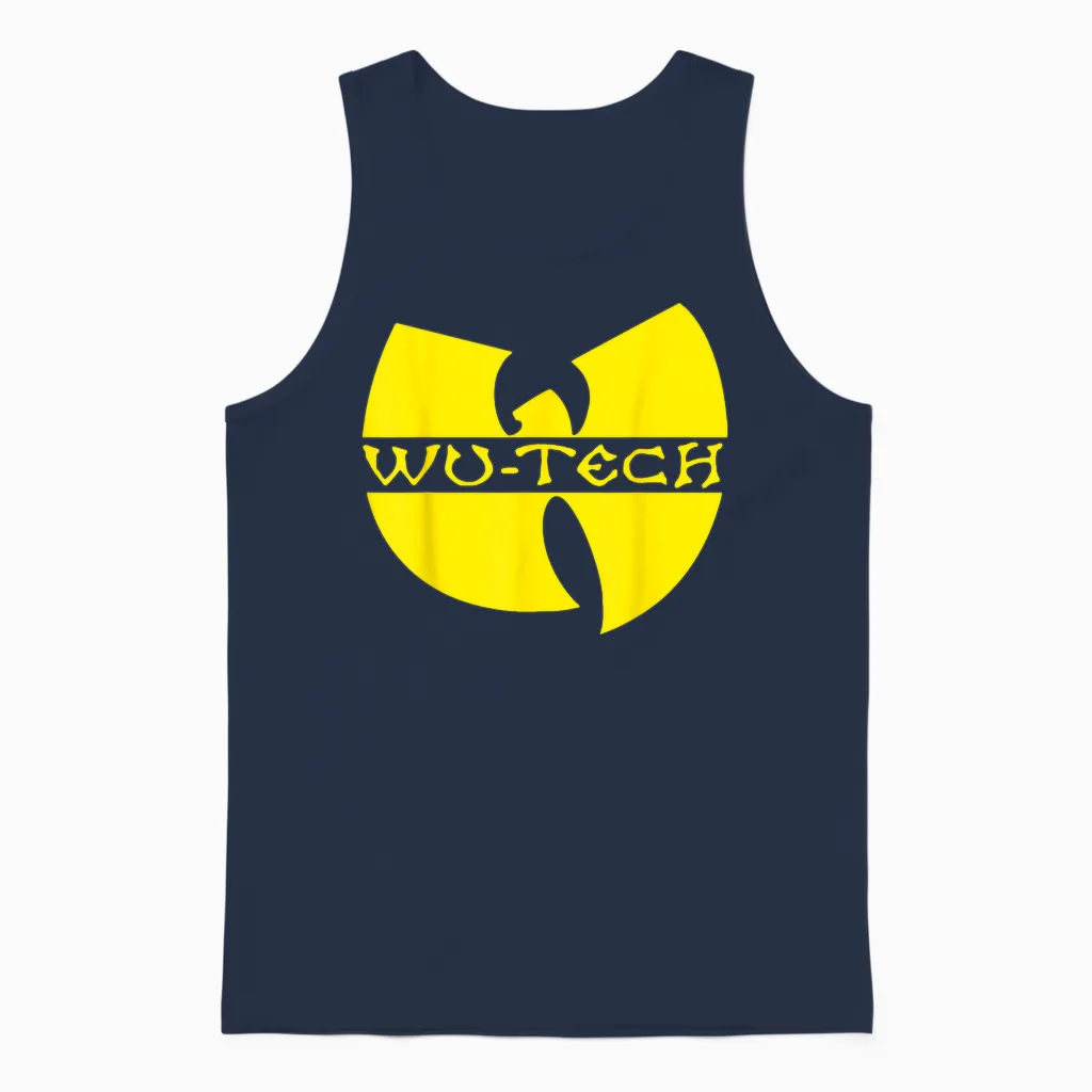 Wu Tech T-Shirt - Tech Hip Hop T-Shirt, Black Unisex Tank Top in Navy