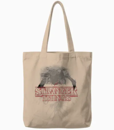 Stranger Things Demogorgon Glow Logo Tote Bags - Natural