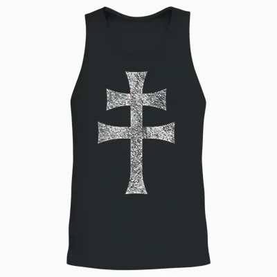 Cross of Lorraine Anjouu Patriarchal Cross Unisex Tank Top - Black