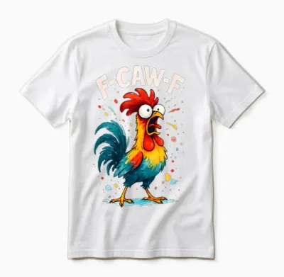 F Caw F Chicken Funny Rooster Meme Graphic Novelty for Men and Women Unisex T-Shirt - White