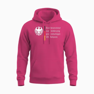 German Federal Institute for the Promotion of Large Volume V8 Motors Tuning T-Shirt, Black Unisex Hoodie - Heliconia