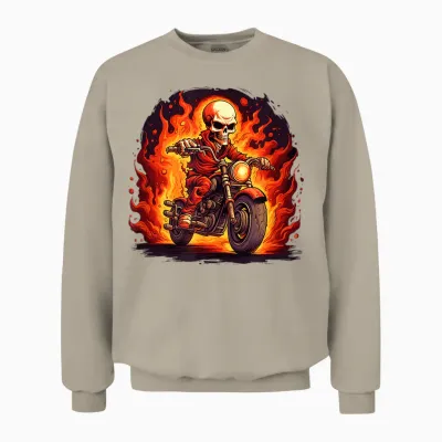 Coole Totenkopf- Und Motorradflammen Für Jungen Und Mädchen Unisex Sweatshirt - Sand