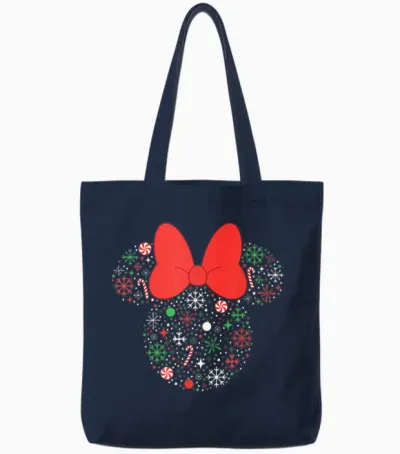 Disney Minnie Mouse Christmas Holiday Festive Filled Icon Tote Bags - Navy