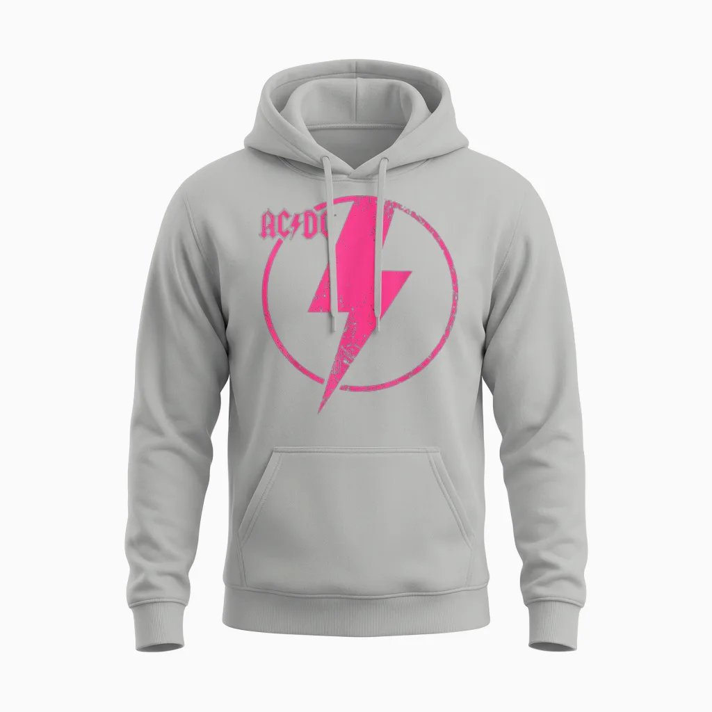 Offiziell Ac/dc Pink Distressed Logo Acdc Unisex Hoodie in Ash