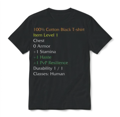 Wow Funny Item Stats Description Black Meme Unisex T-Shirt - Black
