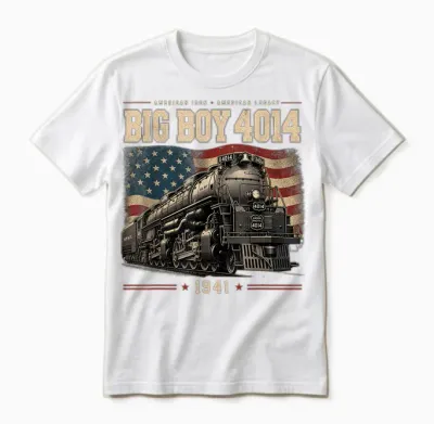 Big Boy 4014 Steam Train Vintage Locomotive Engine Unisex T-Shirt - White