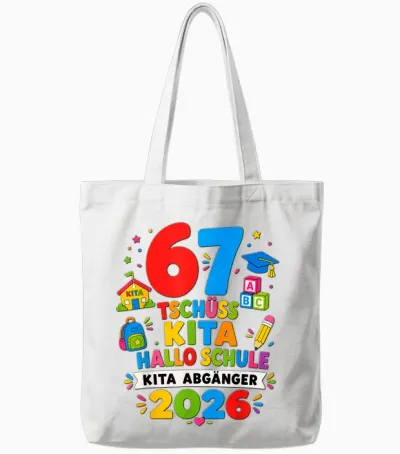 67 Tschüss Kita Hallo Schule 2026 Kinder Tote Bags - White