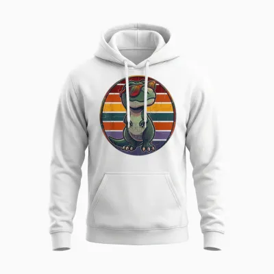 T-Rex Retro Männer Kinder Frauen Lustiger Dinosaurier Unisex Hoodie - White