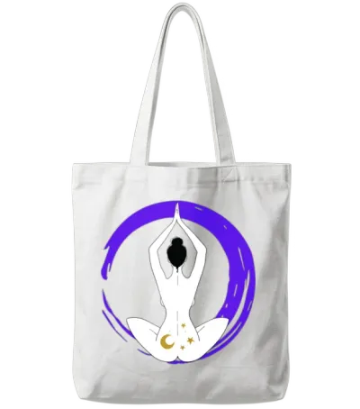Zen Spiritual Silhouette Purple Tote Bags - White
