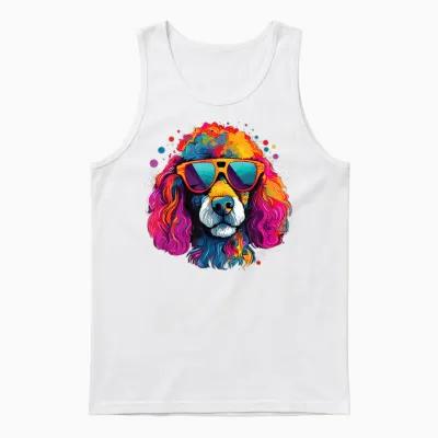 Wasserfarben Farbenfroher Pudel Hunde Unisex Tank Top - White