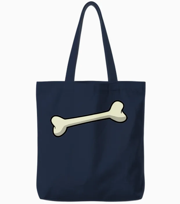 Dog Bone, Black White, Comic, Kids, Dog Lover Tote Bags in Navy