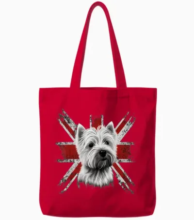 Britisch Uk Westie Grossbritannien West Highland White Terrier Tote Bags - Red