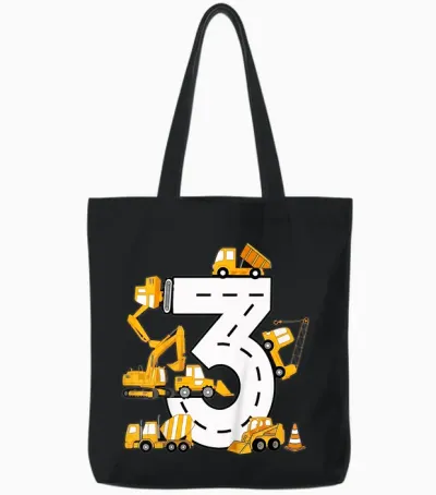 Kinder 3. Jahre Geburtstag Junge Baujunge 3 Jahre Alt Tote Bags - Black