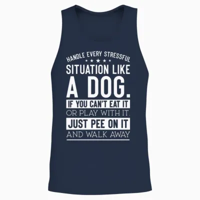 Handle Stress Like a Dog Dog Lover Unisex Tank Top - Navy