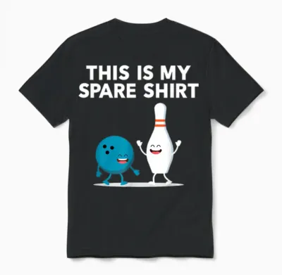 Funny Bowling Tee for Men Women Boys & Girls | Spare Unisex T-Shirt - Black