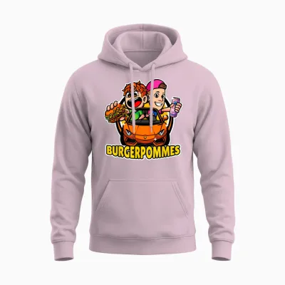 Burger Pommes Sportwagen Comic Style Fast Food Unisex Hoodie - Light Pink