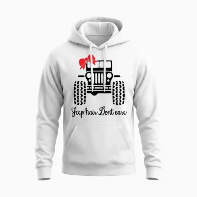 Jeep Hair Dont Care Unisex Hoodie - White