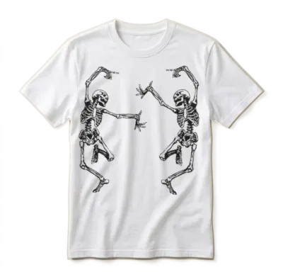 Funny Dancing Skeletons Unisex T-Shirt - White