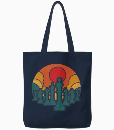 Retro Chess Player Tote Bags - Navy