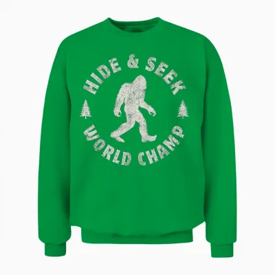 Bigfoot Hide and Seek World Champion Sasquatch Retro Vintage Unisex Sweatshirt - Irish Green