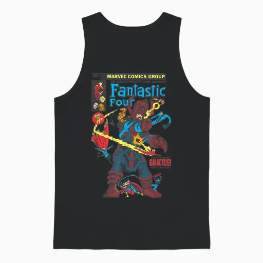 Fantastic Four First Comic Cover T-Shirt, White, S Unisex Tank Top - Black