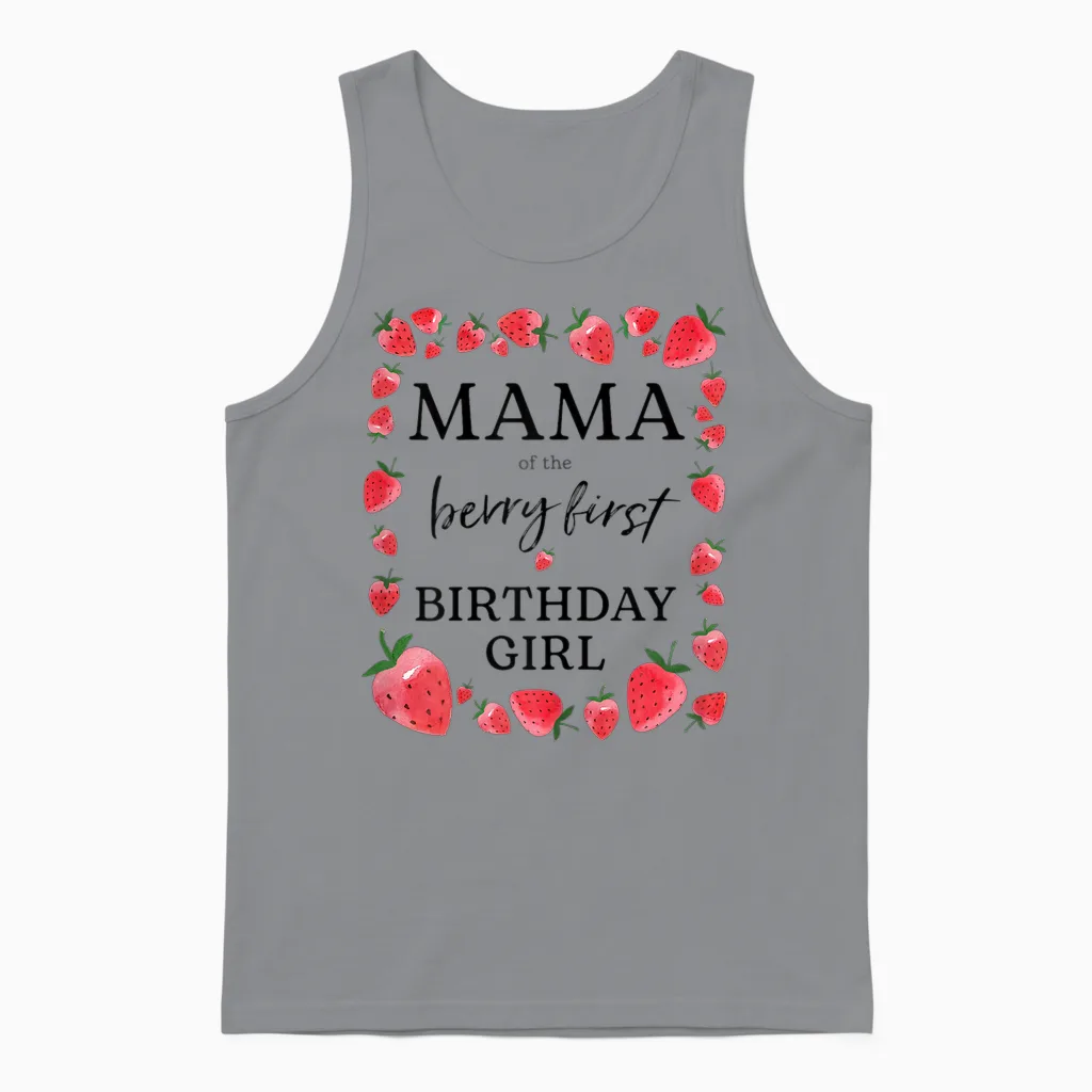Mama Von the Berry Mädchen Zum Ersten Geburtstag Sweet One Strawberry Unisex Tank Top in Sport Grey