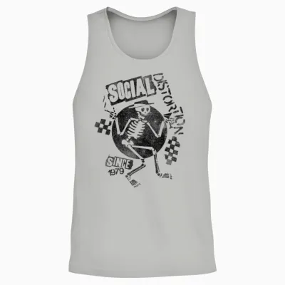 Offizielles Social Distortion Black Spray Skelly Unisex Tank Top - Ash