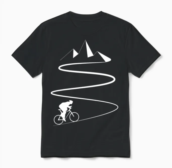 Mountain Bike Uphill Cycling Unisex T-Shirt in Black