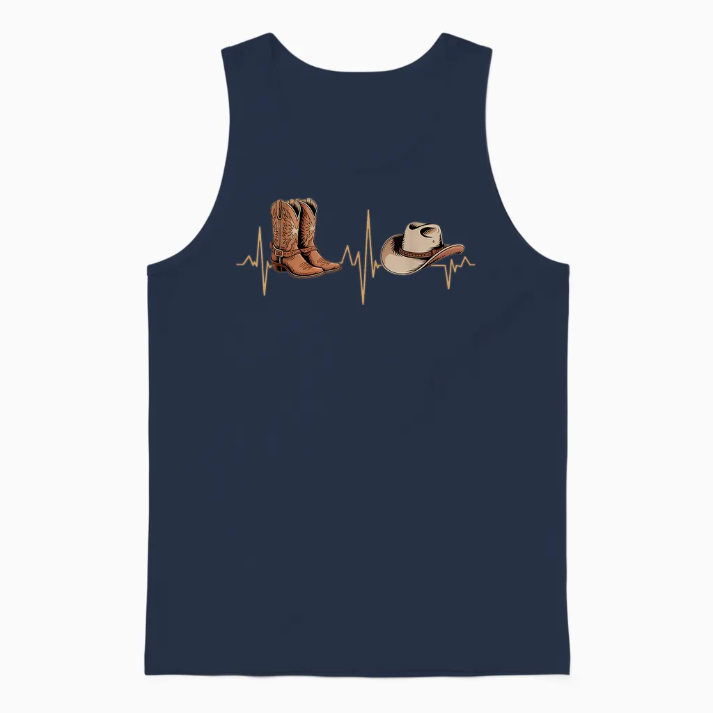 Line Dance Herzschlag Ekg Line Dancing Unisex Tank Top in Navy