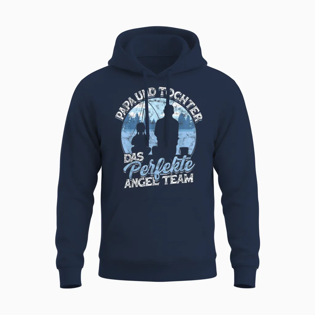 Papa & Tochter Das Perfekte Angel Team Fischen Angeln Angler Unisex Hoodie in Navy