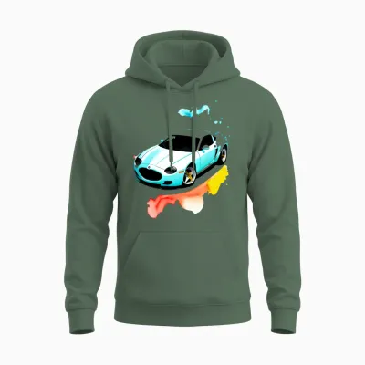 Running Car Unisex Hoodie - Military Green