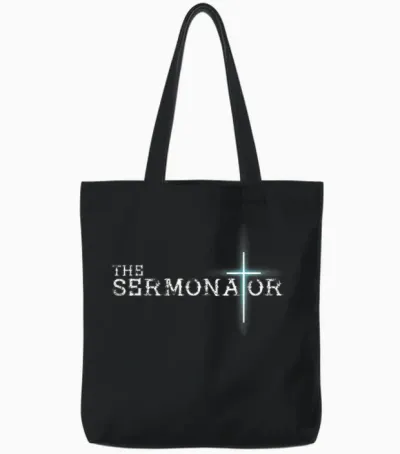 The Sermonator Pastor Appreciation Christian Cross Fun Gift T-Shirt Small Tote Bags - Black