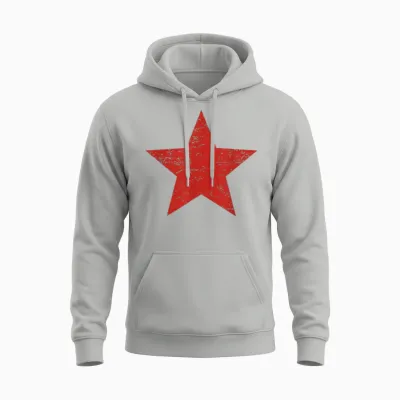 Rock Band Music Grunge Alternative Distressed Red Star 90s Unisex Hoodie - Ash